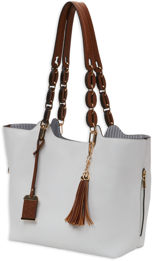 Bulldog Concealed Carry Purse - Braided Tote Style White