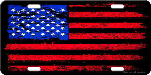 Rivers Edge License Plate - American Flag Distressed