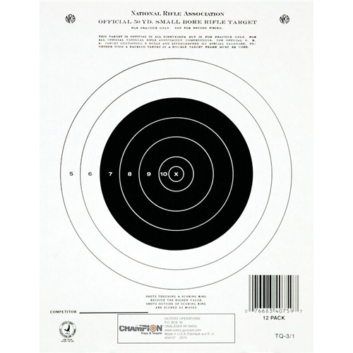 Champion Tgt Paper 7"x9" - 50yd. Small Bore Rifle 12pk