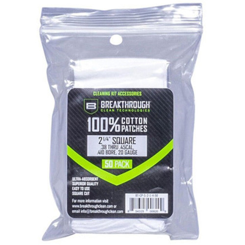 Breakthrough Cleaning Patches - 2 1/4" Square .38-.45 50 Pack