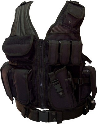 Red Rock Cross Draw Vest Black - 3 Pistol And 3 M4 Mag Pouches