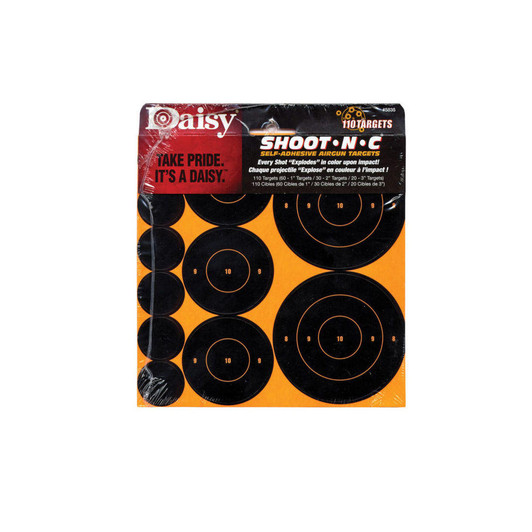 DAISY PRODUCTS Shoot-n-c Self-adhesive Airgun Targets - (60) 1", (30) 2", (20) 3" 