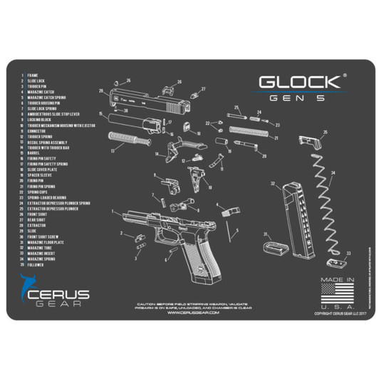 CERUS GEAR Glock Gen5 Schematic Handgun Promat - Charcoal Gray 