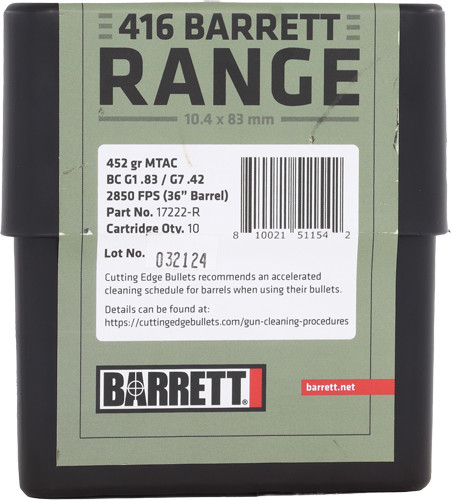 Barrett .416b Range 452gr Mtac 10rd