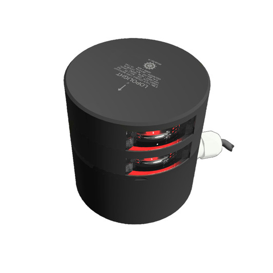 Lopolight Series 301-009 - Double Stacked Port Sidelight - 2NM - Horizontal Mount - Red - Black Housing