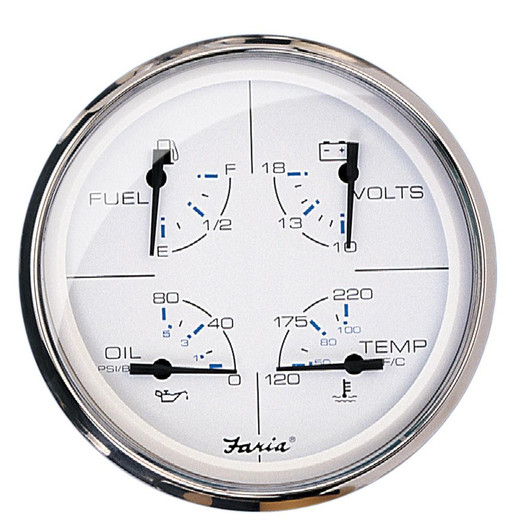 Faria Beede Instruments Faria Chesapeake White SS 5" Multifunction Gauge 