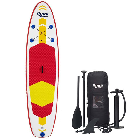  Aqua Leisure 10' Inflatable Stand-Up Paddleboard Drop Stitch w/Oversized Backpack f/Board & Accessories 