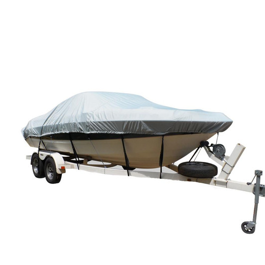 Carver by Covercraft Carver Flex-Fit™ PRO Polyester Size 4 Boat Cover f/V-Hull & Tri-Hull Boats I/O or O/B - Grey 