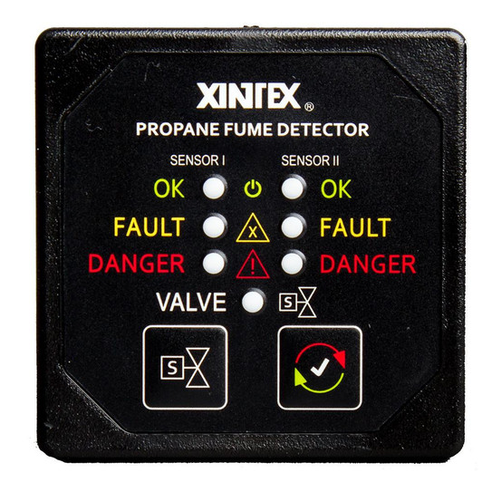  Fireboy-Xintex Propane Fume Detector w/2 Plastic Sensors - No Solenoid Valve - Square Black Bezel Display 