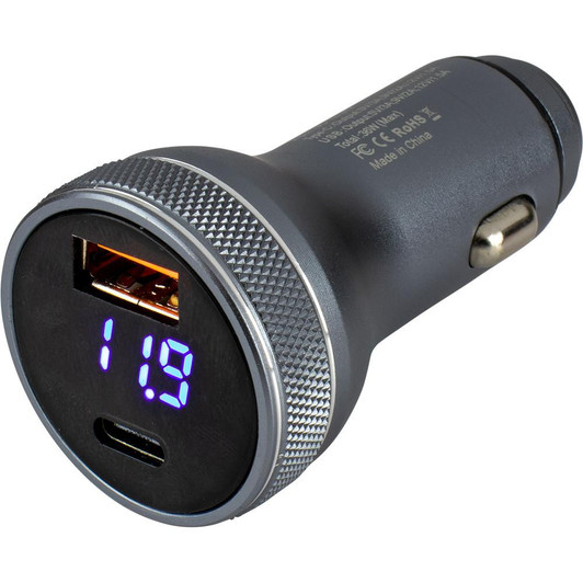  Sea-Dog Round USB & USB-C Power Plug w/Voltmeter 