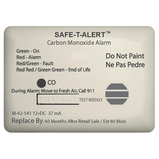 Safe-T-Alert 62 Series Carbon Monoxide Alarm w/Relay - 12V - 62-541-Marine-RLY-NC - Surface Mount - White 