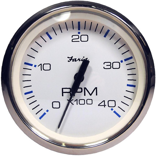 Faria Beede Instruments Faria Chesapeake White SS 4" Tachometer - 4000 RPM (Diesel) (Magnetic Pick-Up) 