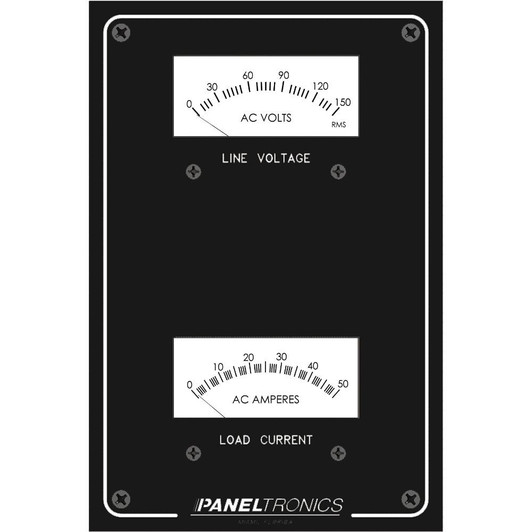  Paneltronics Standard Panel AC Meter - 0-150 AC Voltmeter & 0-50Amp Ammeter 