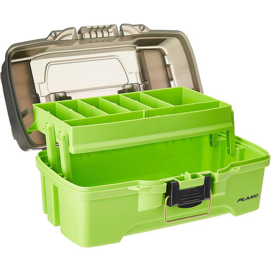  Plano 1-Tray Tackle Box w/Dual Top Access - Smoke & Bright Green 