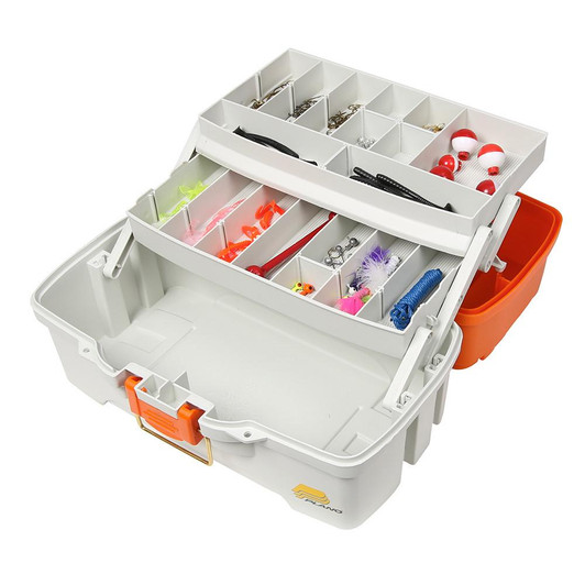 Plano Ready Set Fish Two-Tray Tackle Box - Orange/Tan 