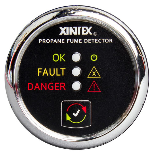  Fireboy-Xintex Propane Fume Detector w/Plastic Sensor - No Solenoid Valve - Chrome Bezel Displa 