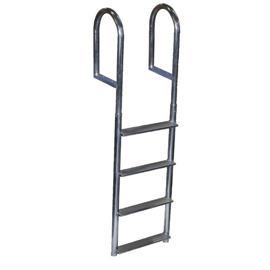  Dock Edge Welded Aluminum Fixed Wide Step Ladder - 4-Step 