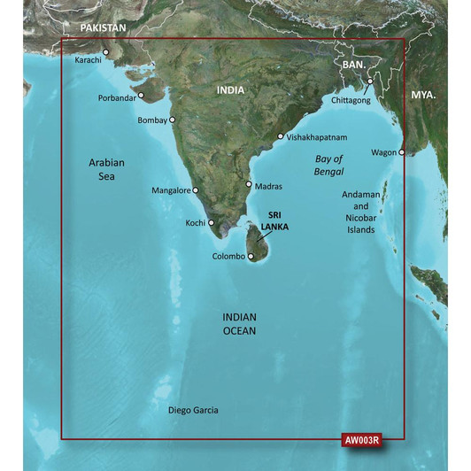  Garmin BlueChart® g3 HD - HXAW003R - Indian Subcontinent - microSD™/SD™ 