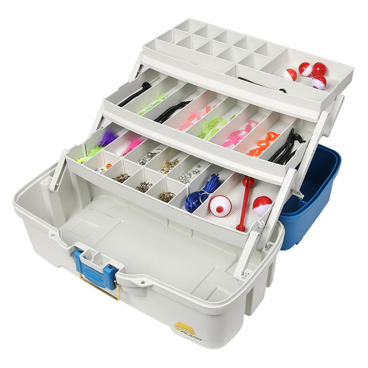  Plano Ready Set Fish Three-Tray Tackle Box - Aqua Blue/Tan 