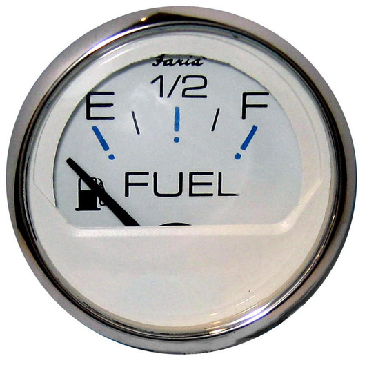 Faria Beede Instruments Faria Chesapeake White SS 2" Fuel Level Gauge (E-1/2-F) 