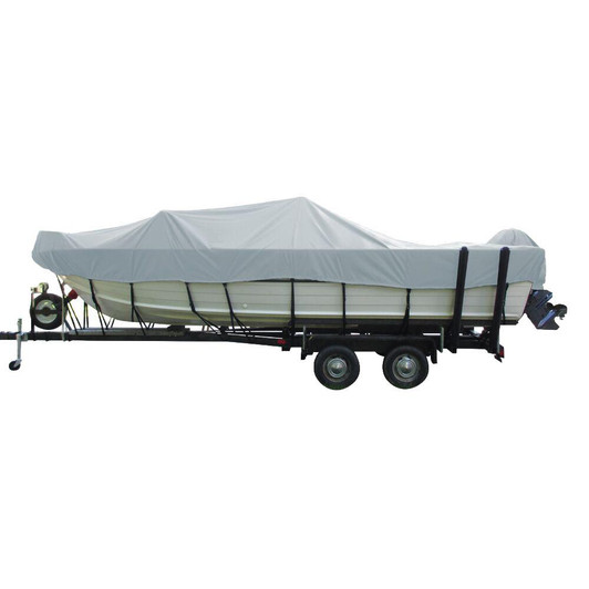 Carver by Covercraft Carver Performance Poly-Guard Wide Series Styled-to-Fit Boat Cover f/16.5' Aluminum V-Hull Boats w/Walk-Thru Windshield - Grey 