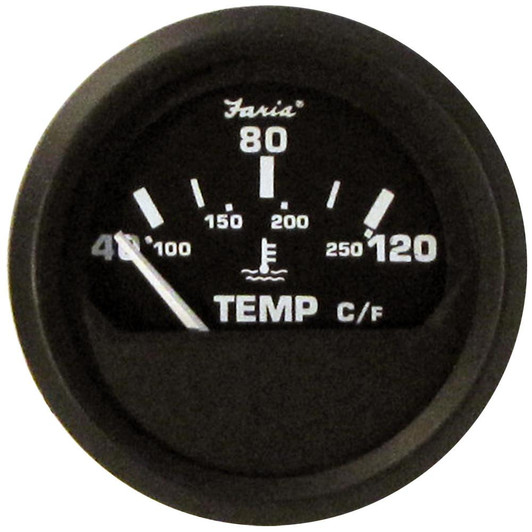 Faria Beede Instruments Faria Euro Black 2" Water Temperature Gauge - Metric (40 to 120° C) 