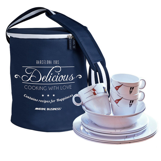  Marine Business Melamine Tableware Set & Basket - REGATA - Set of 24 