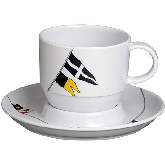  Marine Business Melamine Tea Cup & Plate Breakfast Set - REGATA - Set of 6 