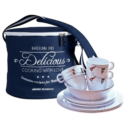  Marine Business Melamine Tableware & Basket - REGATA - Set of 16 