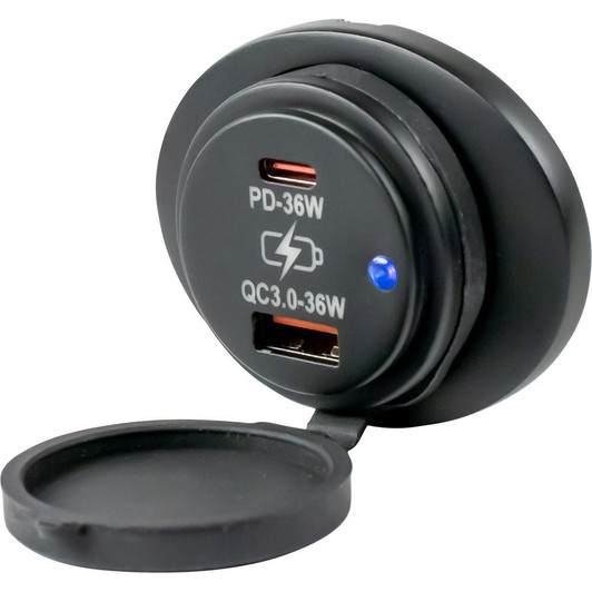  Sea-Dog Oval Surface Mount USB 3.0 & USB-C Power Socket 