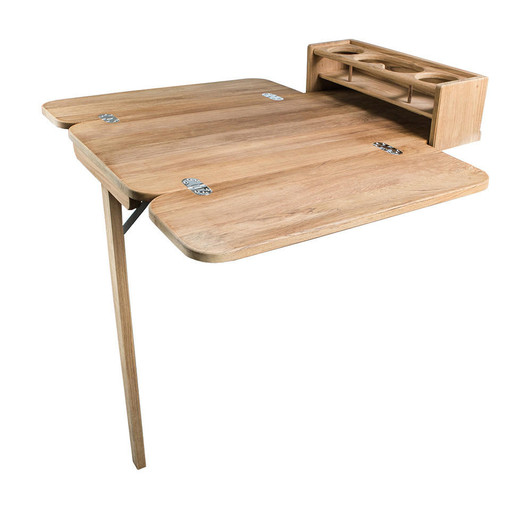 Whitecap Cockpit Table w/Folding Leaves & 4 Cupholders - Teak 