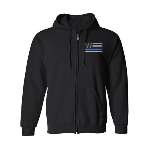 Thin Blue Line Full Zip - Thin Blue Line American Flag - Unisex 