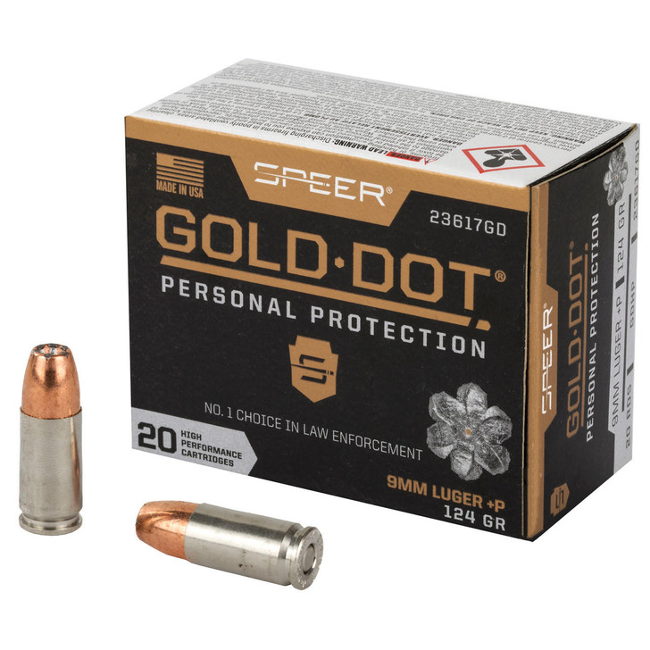 Speer Ammunition Spr Gold Dot 9mm+p 124gr Hp 20/200