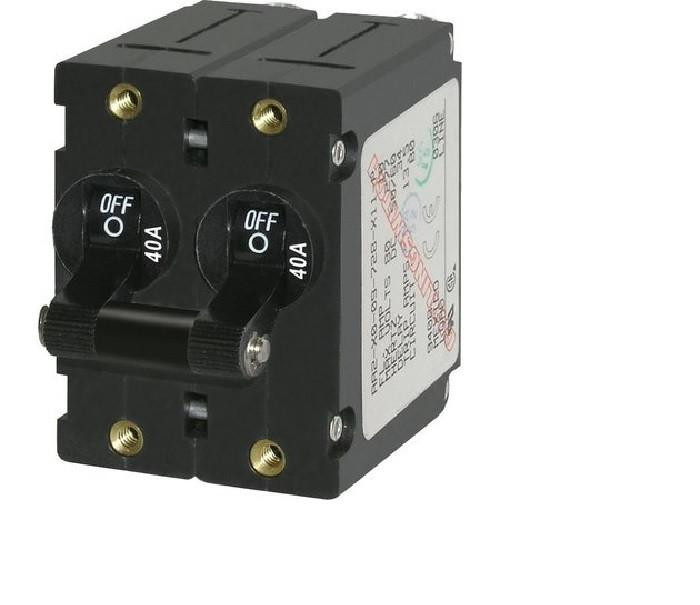 Blue Sea Systems Blue Sea A-Series 40 Amp Circuit Breaker Black Toggle Double Pole 