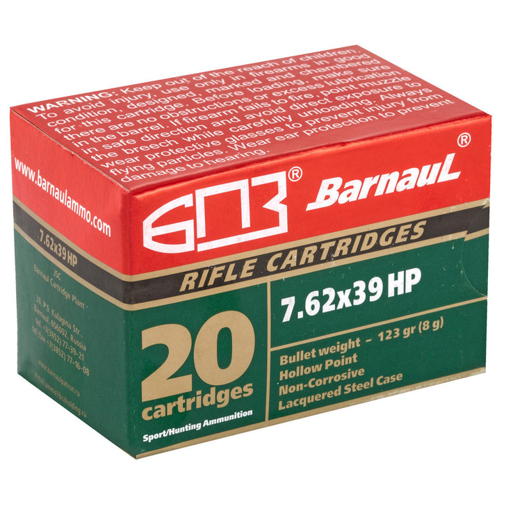 Barnaul Ammunition Barnaul 762x39 123gr Hp 20/500 