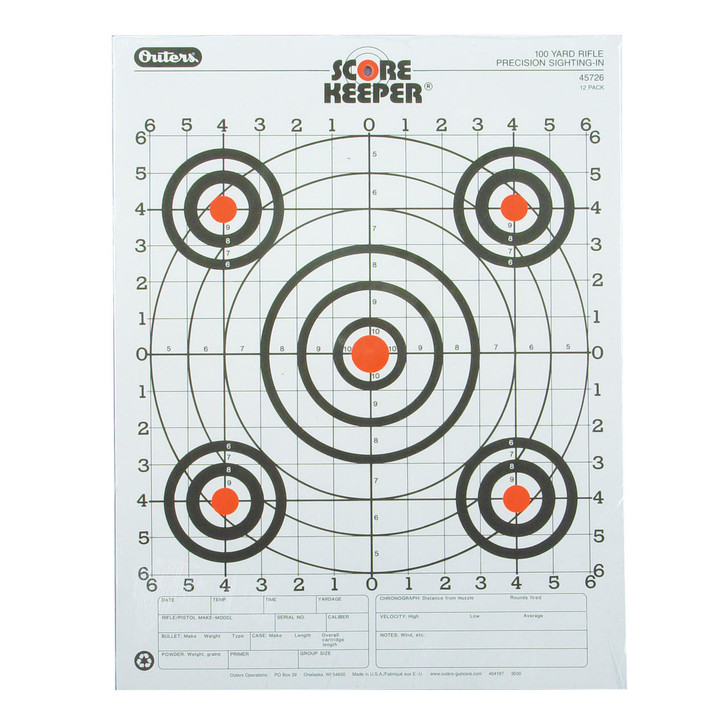 Champion Traps & Targets Champion 100yd Rfl Sight-in Trgt 12p 