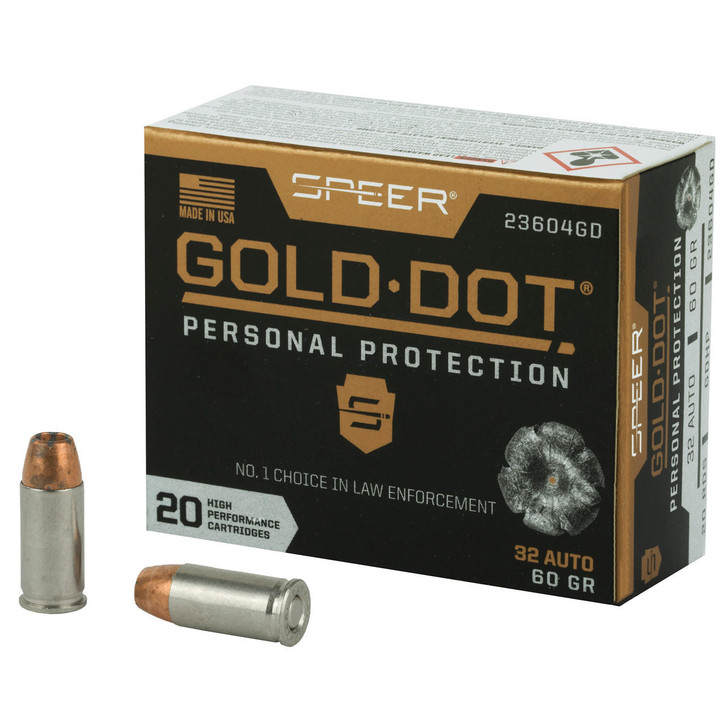 Speer Ammunition Spr Gold Dot 32acp 60gr Hp 20/200