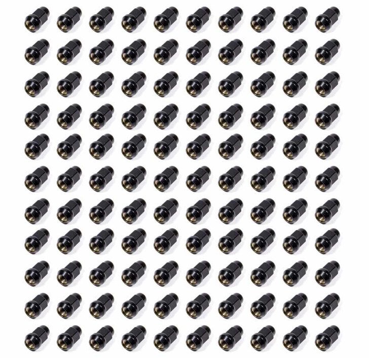 100 Lugnuts 1/2 Acorn Bulge 3/4in Hex Black
