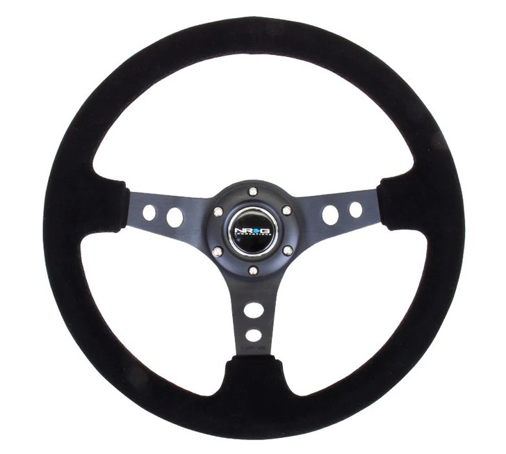 Steering Wheel 350mm 3in Dish Black Suede