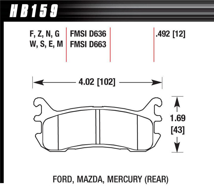 HAWK BRAKE Street Brake Pads Rear Miata DTC 60 