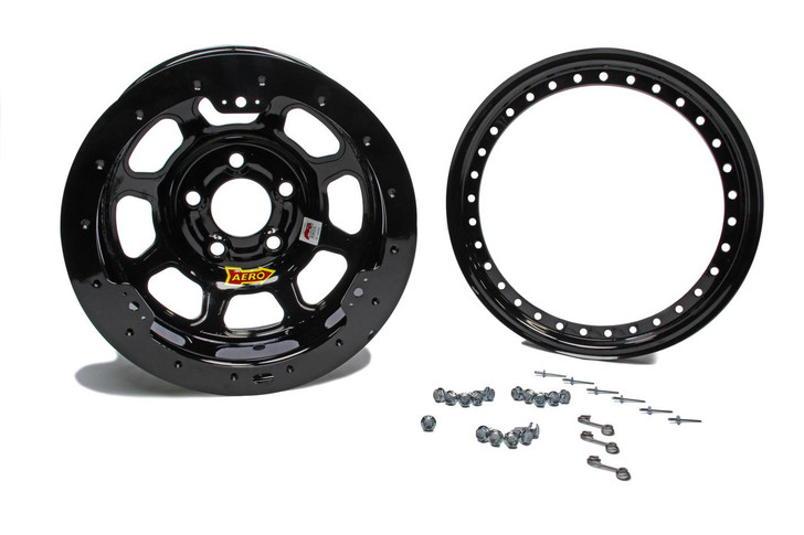 AERO RACE WHEELS 15x8 4in 5.00 Black w/ Black Ring 