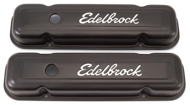EDELBROCK Valve Cover Kit Pontiac V8 Signature Series Blk 