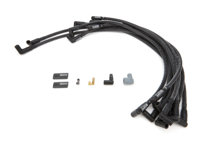SCOTT PERFORMANCE SBC Spark Plug Wire Set 90-Degree - Black 