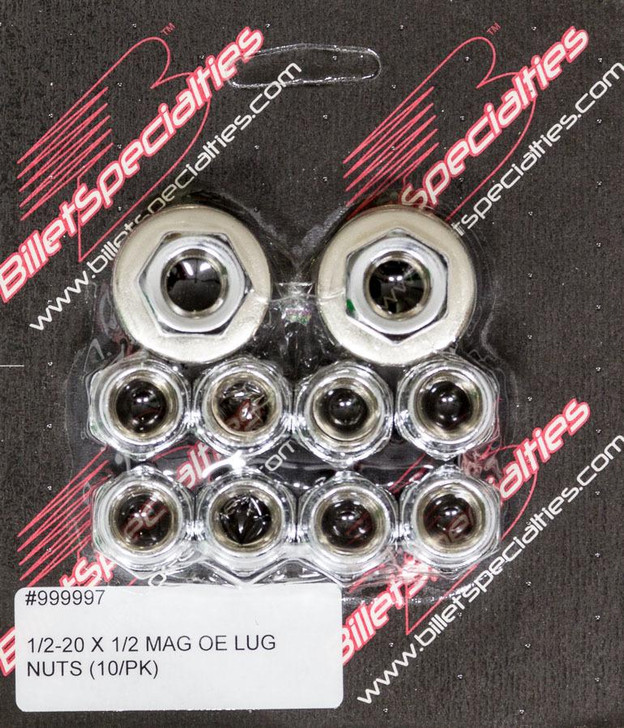 BILLET SPECIALTIES 1/2-20 X 1/2 Mag Lug Nuts (10/PK) 