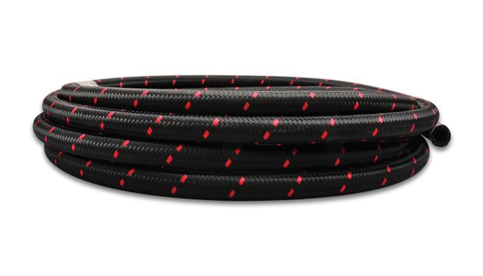VIBRANT PERFORMANCE 10ft Roll -6 Black Red N ylon Braided Flex Hose 