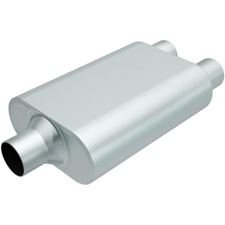 MAGNAFLOW PERF EXHAUST Rumble Aluminizd Muffler 3in Center/Dual 2.5 Out 