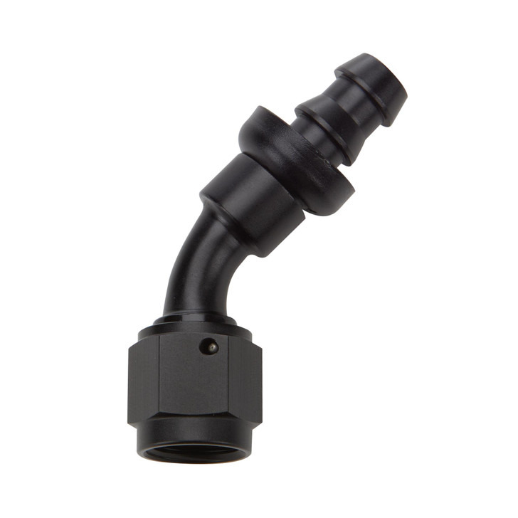 ALLSTAR PERFORMANCE Pushlock Hose End Black 45 Deg Elbow -4 