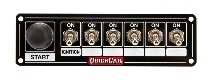 QUICKCAR RACING PRODUCTS Ignition Panel Blk. w/ Start But. 5 Acc. 