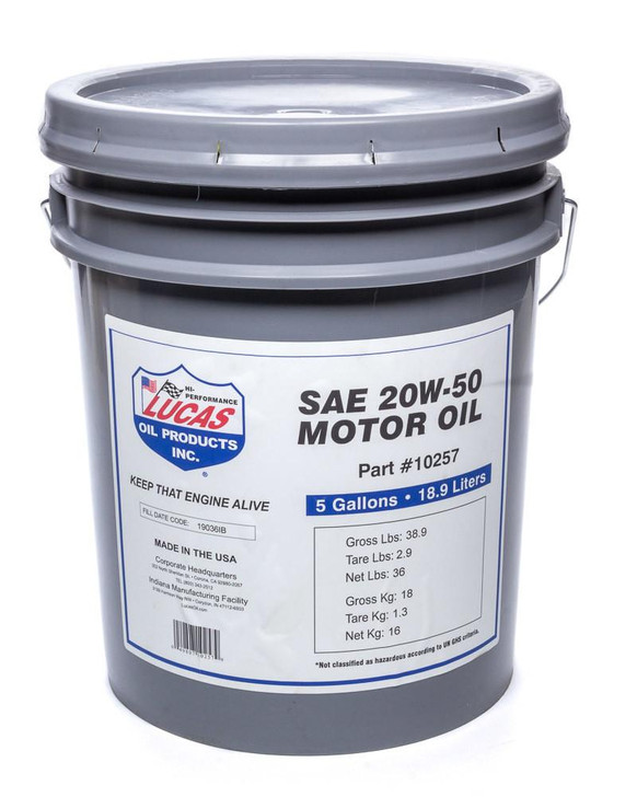 Lucas Oil SAE 20W-50 Plus Motor Oi l/1x1/5 Gallon Pail 