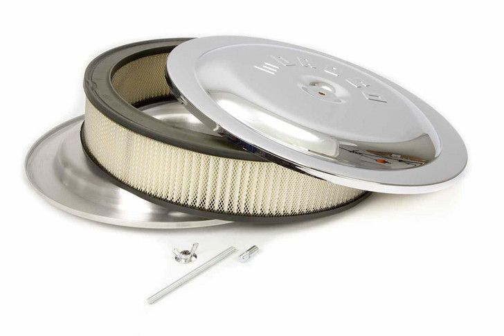 MOROSO 14x3 Air Cleaner Kit w/Raised Bottom Chrome 